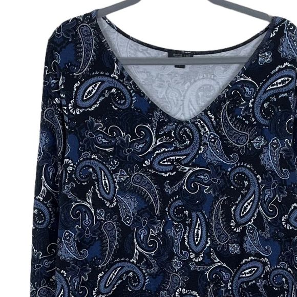 J. Jill Wearever Collection Paisley Stretch Dress Long Sleeve Sz L - Picture 2 of 6